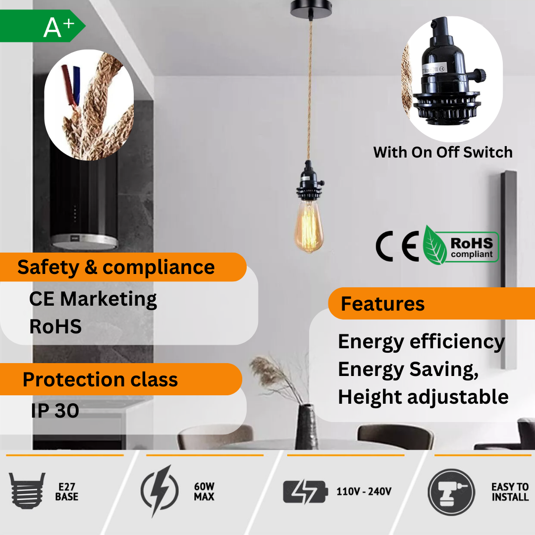  Braided Flex Pendant Light Fitting Kit