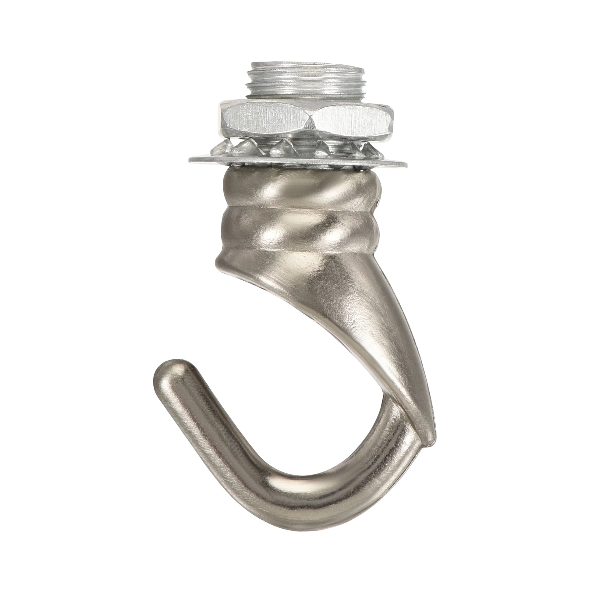 A collection of vintage iron ceiling hooks in various colors including gold, silver, and bronze, designed for hanging pendant fixtures.