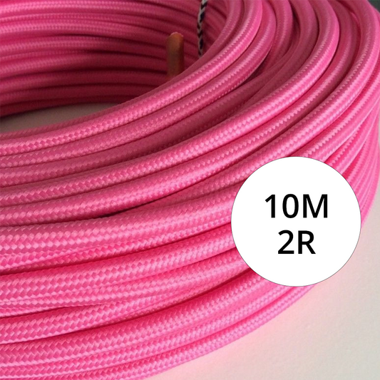10m 2 kern ronde rayon vintage gevlochten stof roze kabel flex 0,75 mm~4742