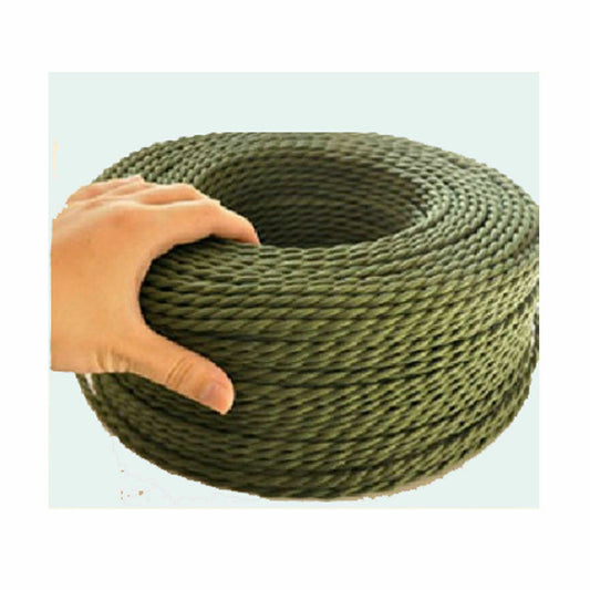 1M/5M/10M 3-aderige gedraaide elektrische kabel, bekleed met legergroene stof, 0,75 mm~3052