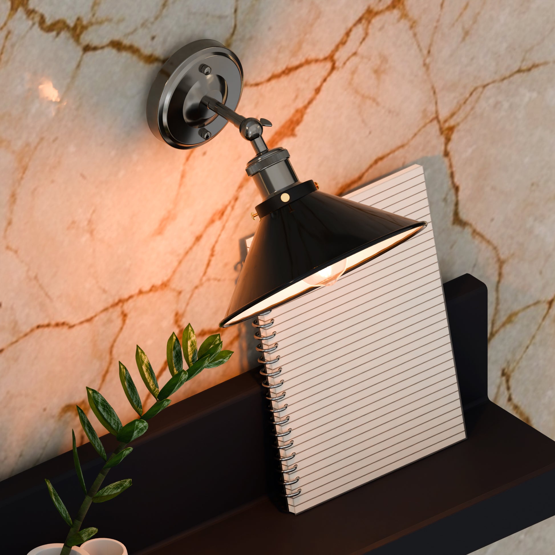 black metal wall light fixture