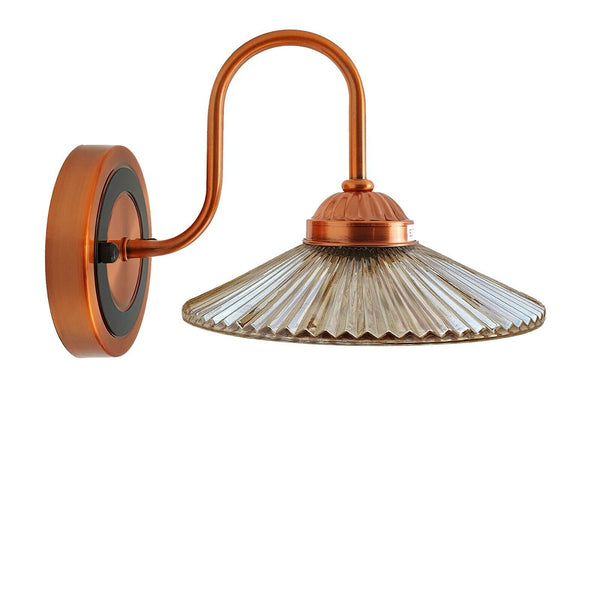 Industriële antieke amberkleurige glazen wandlamp ~5530 – Nee