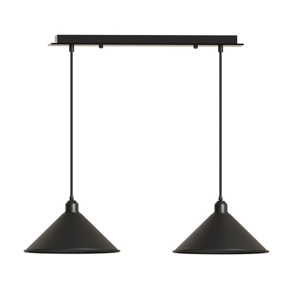 E27 2 Head Pendant Light Metal  ~6116 – Black / No