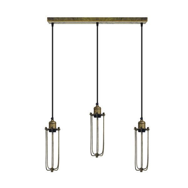 Cage hanglamp met lange buiscluster ~5144 – Nee / Geborsteld messing