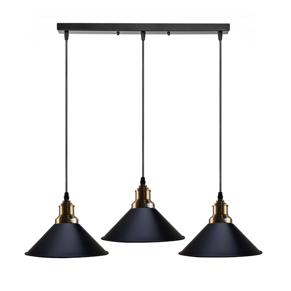 3-lichts zwarte industriële hanglamp ~5266 – Nee