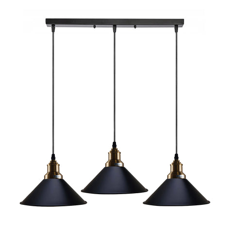 3-lichts zwarte industriële hanglamp ~5266