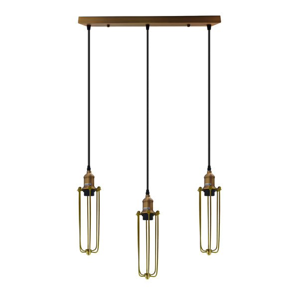 Cage hanglamp met lange buiscluster ~5144 – Nee / Goud