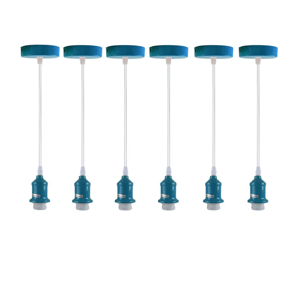 Cyaanblauwe hanglampfitting E27 hanglamp ~5967 – 6-pack / Nee