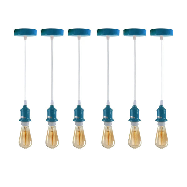 Cyaanblauwe hanglampfitting E27 hanglamp ~5967 – 6-pack / Ja