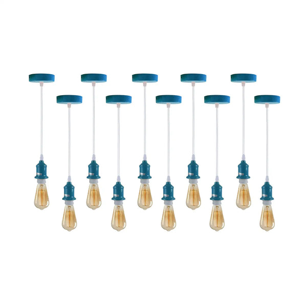 Cyaanblauwe hanglampfitting E27 hanglamp ~5967 – 10 stuks / Ja