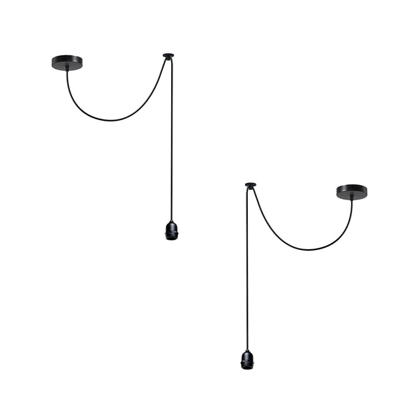 Vintage E27-lamphouder, plafondlamp, 2 m, hangende hanglamp ~4907 – 2-pack / Zonder lamp