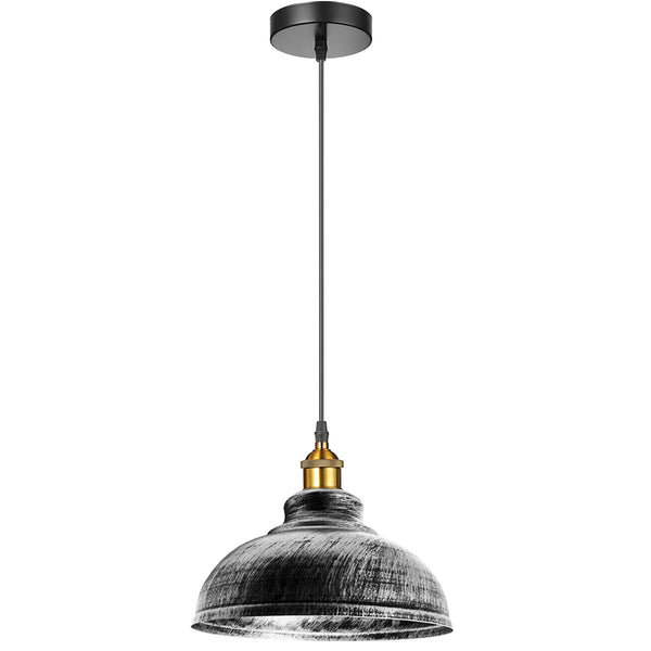 Industriële koepelvormige hanglamp - E27-fitting ~5298 – geborsteld zilver / Nee