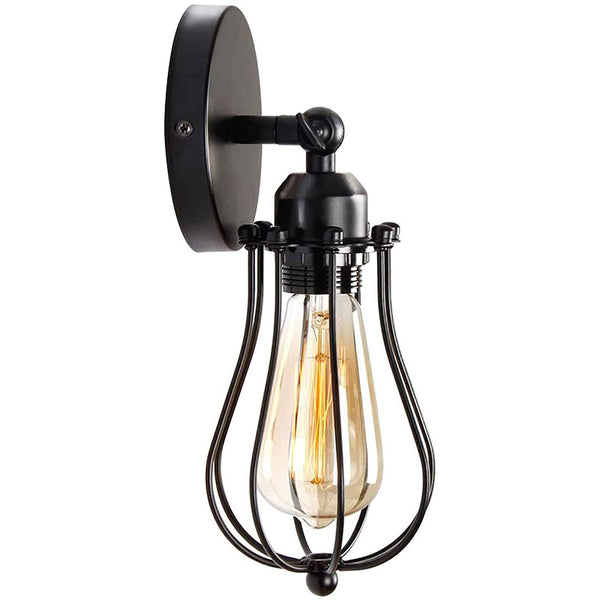 Industriële wandlampen met kooivormige kap Retro wandlamp ~2839 – Zwart / Yes