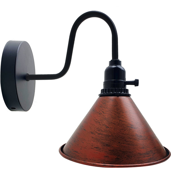 Kegelvormige wandlamp met schakelaar~2523 – Rustiek Rood