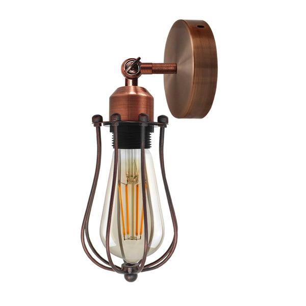 Industriële wandlampen met kooivormige kap Retro wandlamp ~2839 – Koper / Yes