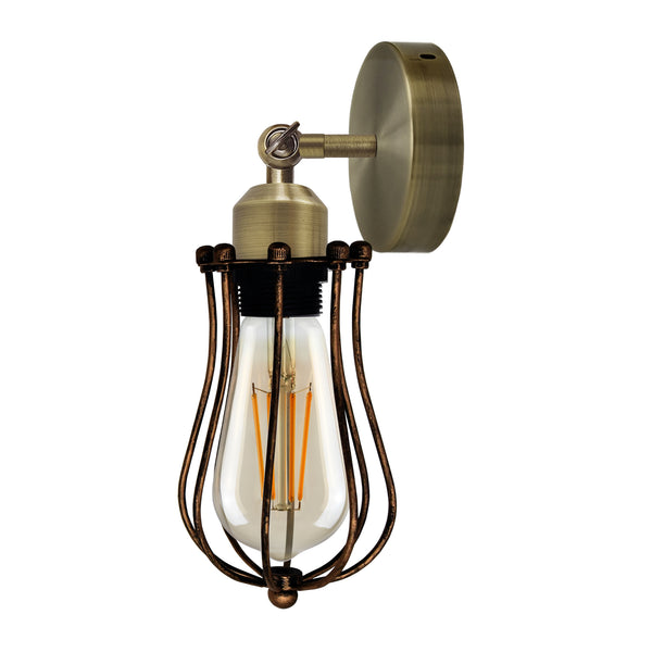 Industriële wandlampen met kooivormige kap Retro wandlamp ~2839 – Groen messing / Yes