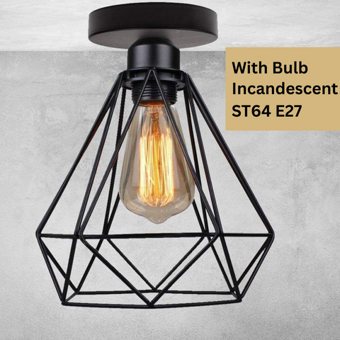 Vintage Edison plafondlamp met inbouwspot, lamphouder ~2149