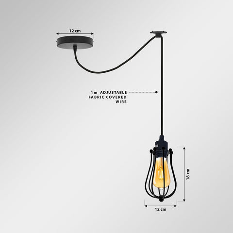 Zwarte 2m hanglamp kooi retro industriële plafondlamp Spider Lamp~1187