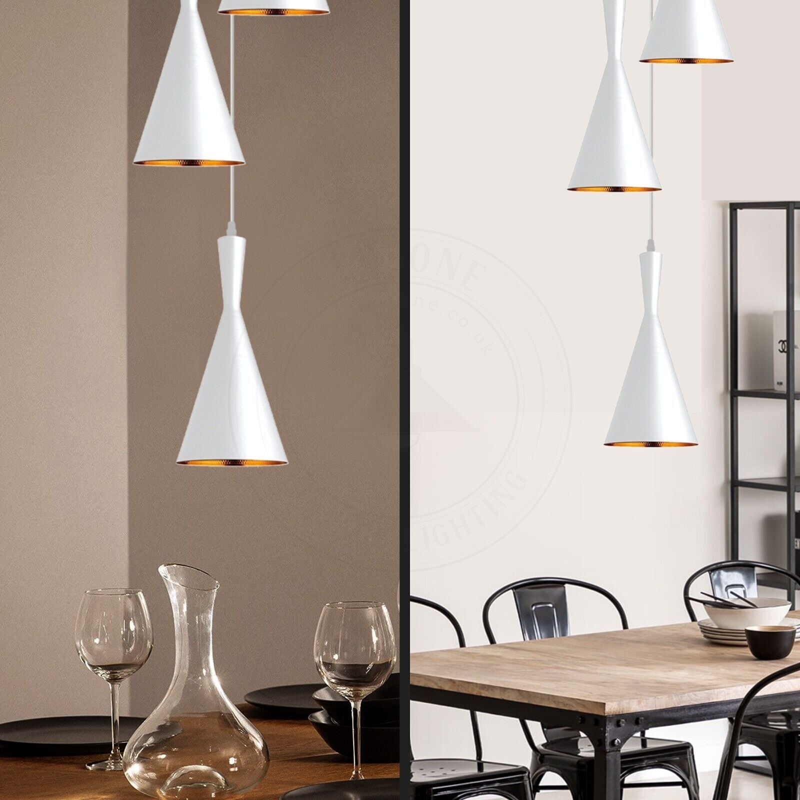 dining room with pendant lights