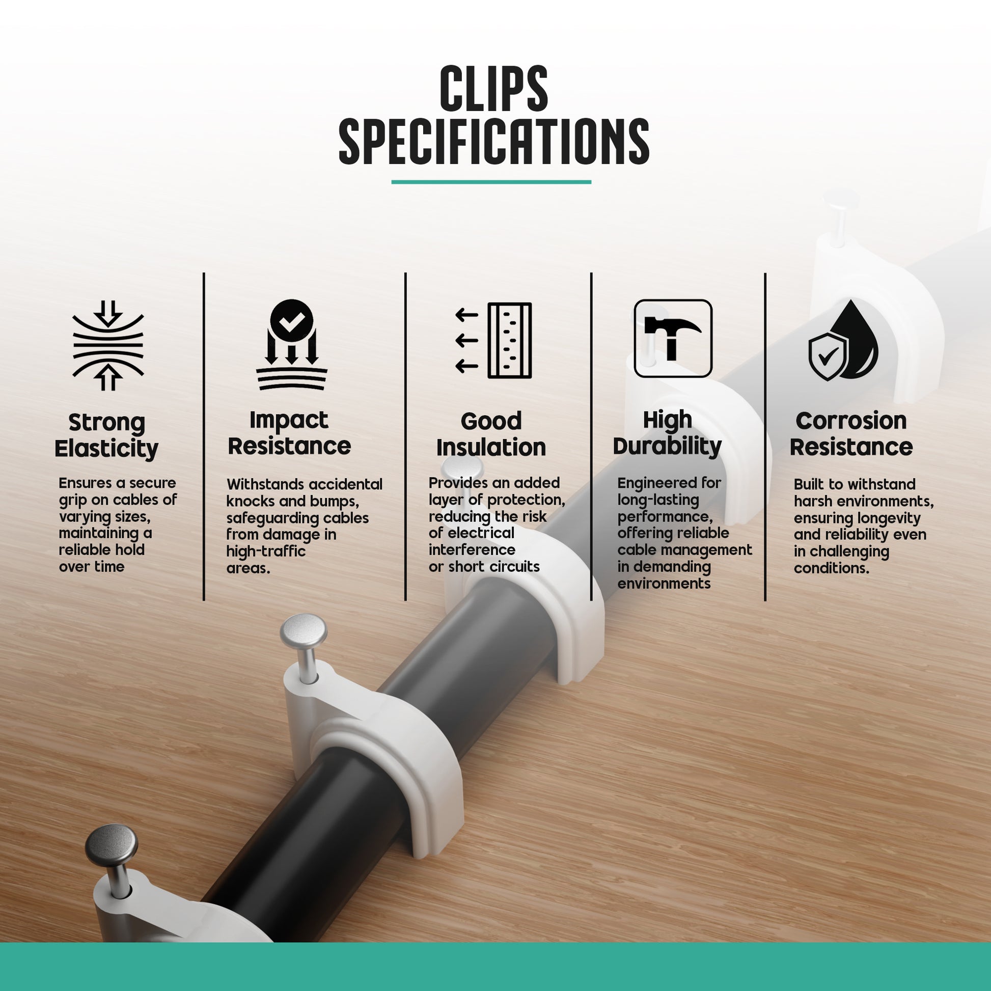 White Cable Wire Clip