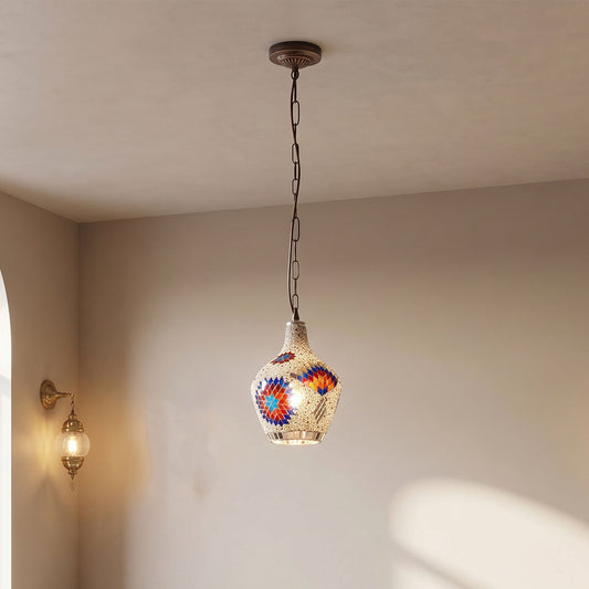 Hangende handgemaakte orkaan mozaïek hanglampen antieke Marokkaanse plafondlamp ~4969