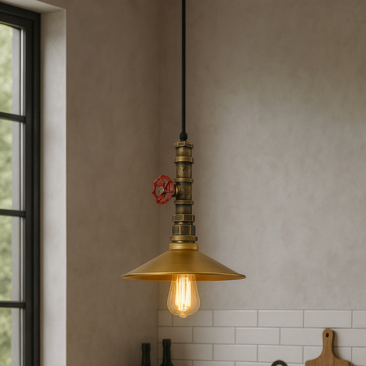 Vintage Loft Style Ceiling Pendant Light with Metal Flat Shade ~6106