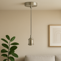 1m zwarte en witte ronde kabel met satijnnikkelen hangerhouder met montage ~3598