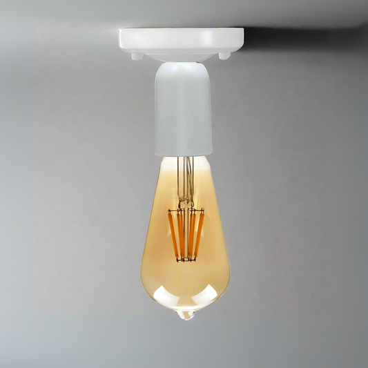 Vintage Retro E27 Witte Houder Metalen Plafondlamp ~ 3528 