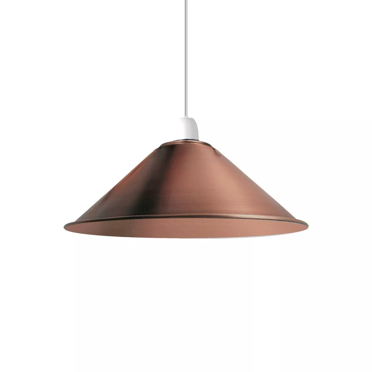 Copper Metal Cone Lampshade 22cm,Industrial Ceiling Pendant Light Shade, Easy Fit E27 B22, Retro Vintage Style for Kitchen, Living Room, Hallway, Bar, Loft — Reducer Ring Included