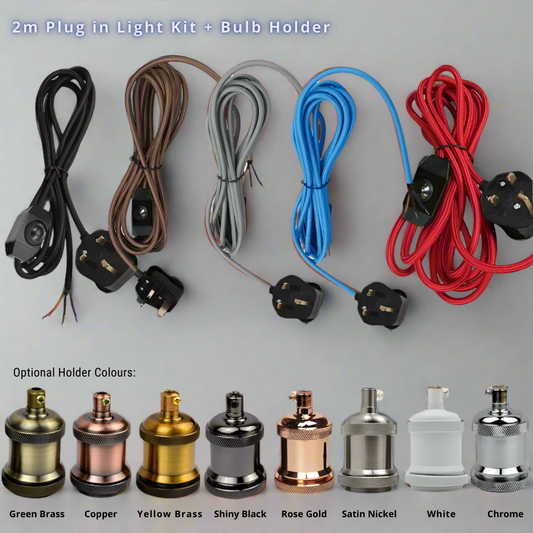 Dimmerschakelaar 2m stoffen flexkabel plug-in hanglamp met korte houder~1611