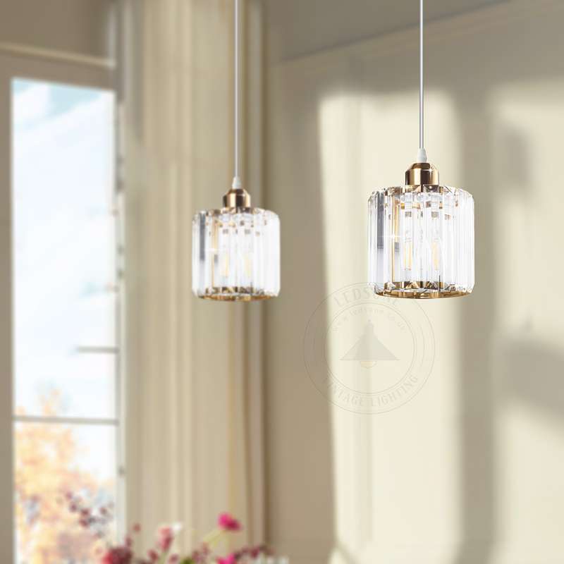 Crystal Shade Round Mini Pendant Kitchen Island Light