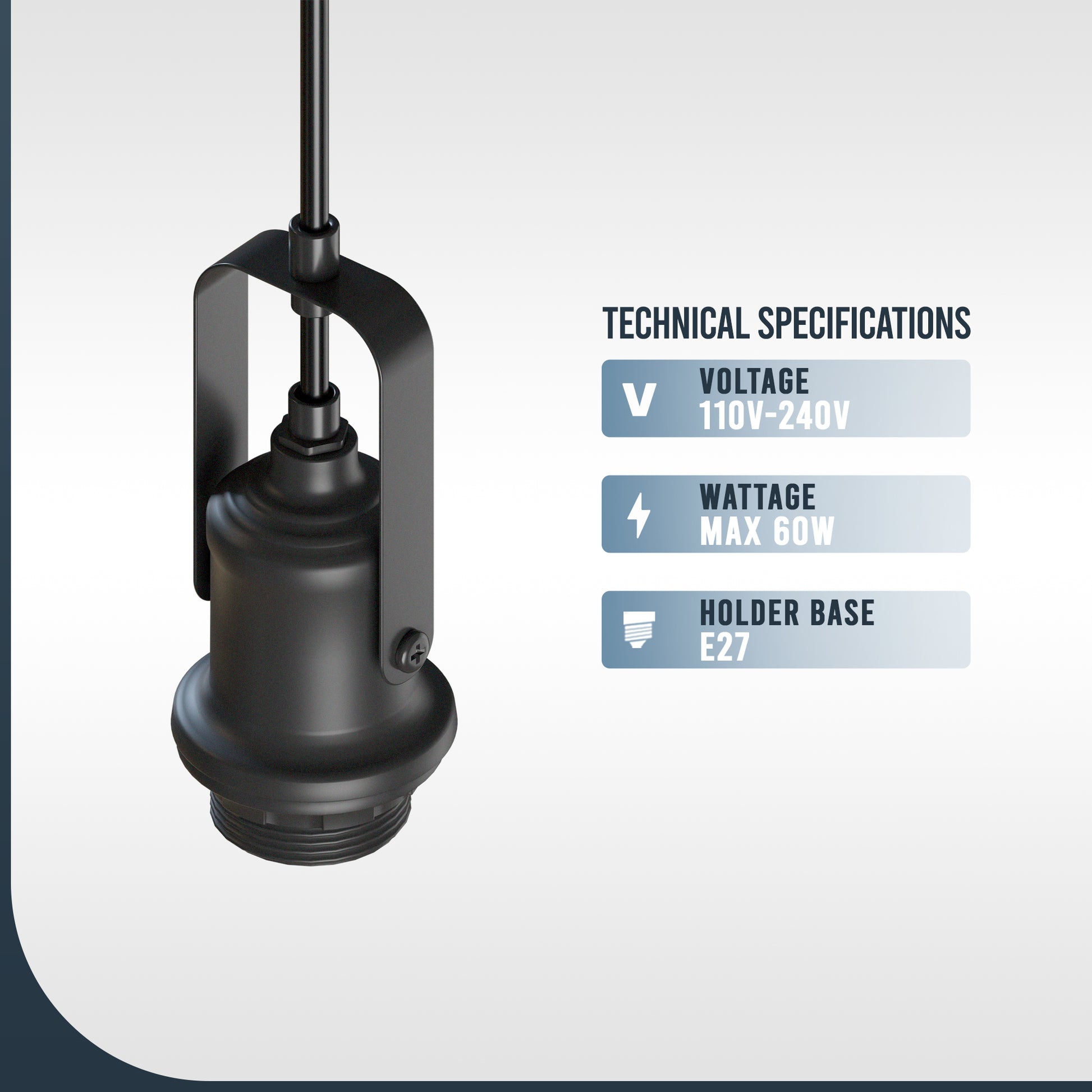 E27 Black Lighting Fixture Lamp holder