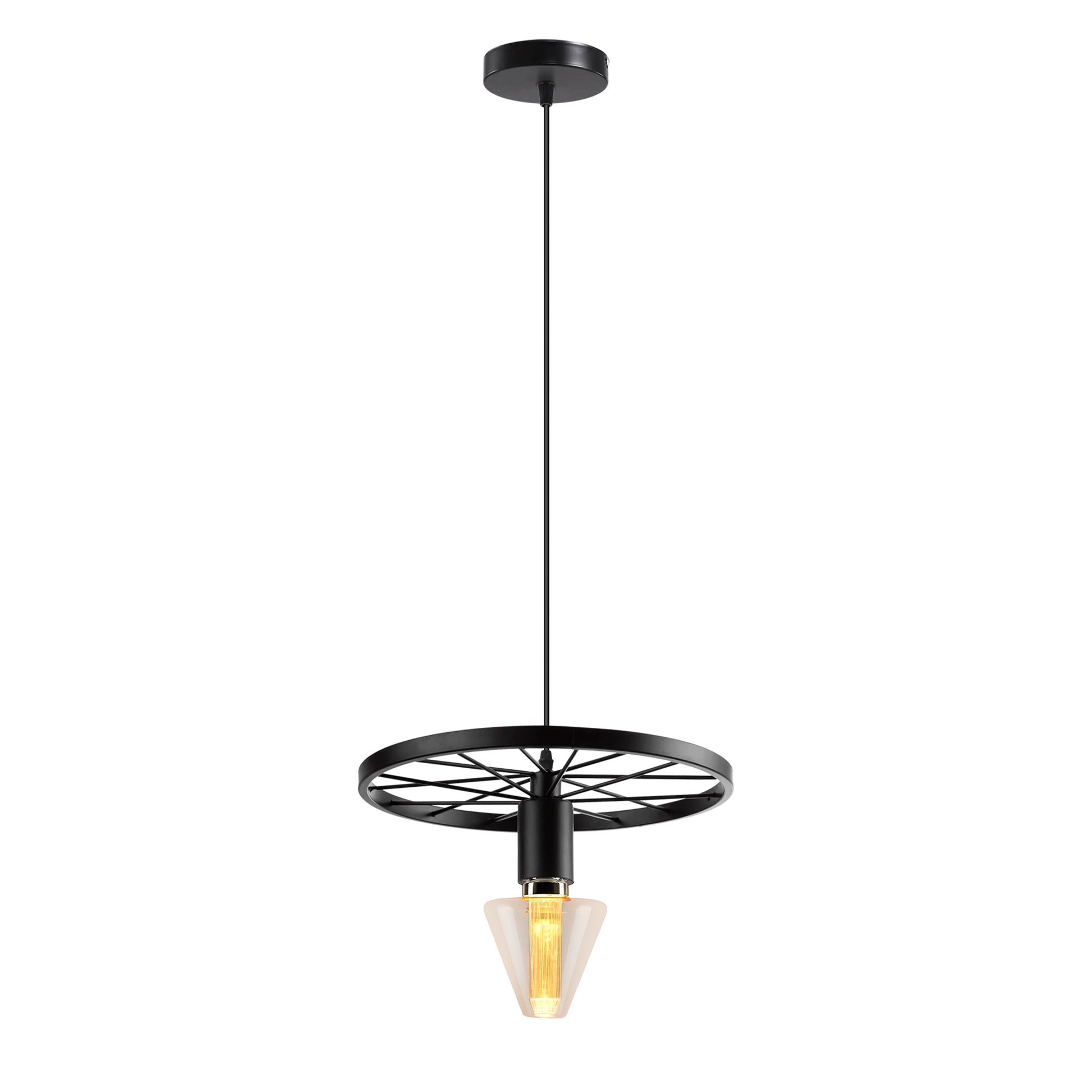 vintage industrial ceiling light with a wheel pendant design