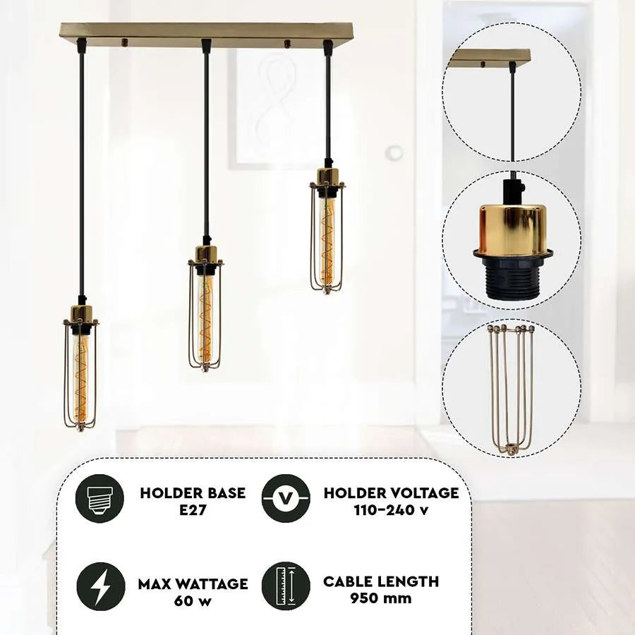 E27 base metal wire cage pendant light