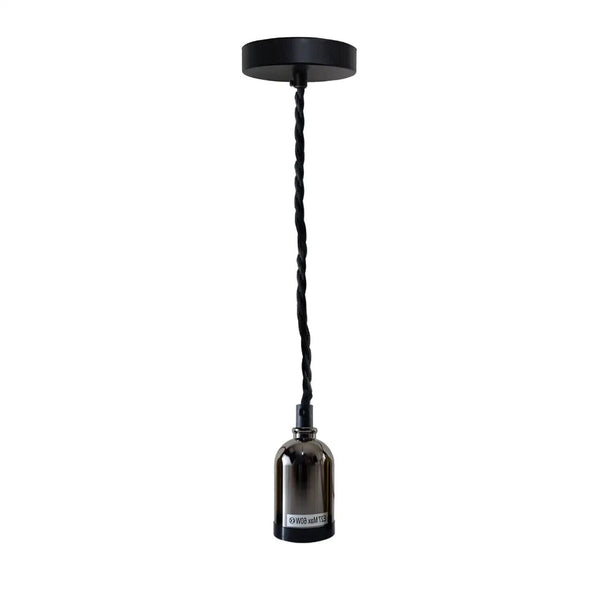 Plafondrozet Stoffen Flex Hangende Hanglamphouder Lichtfitting Kit ~5743  – Zwart / Nee