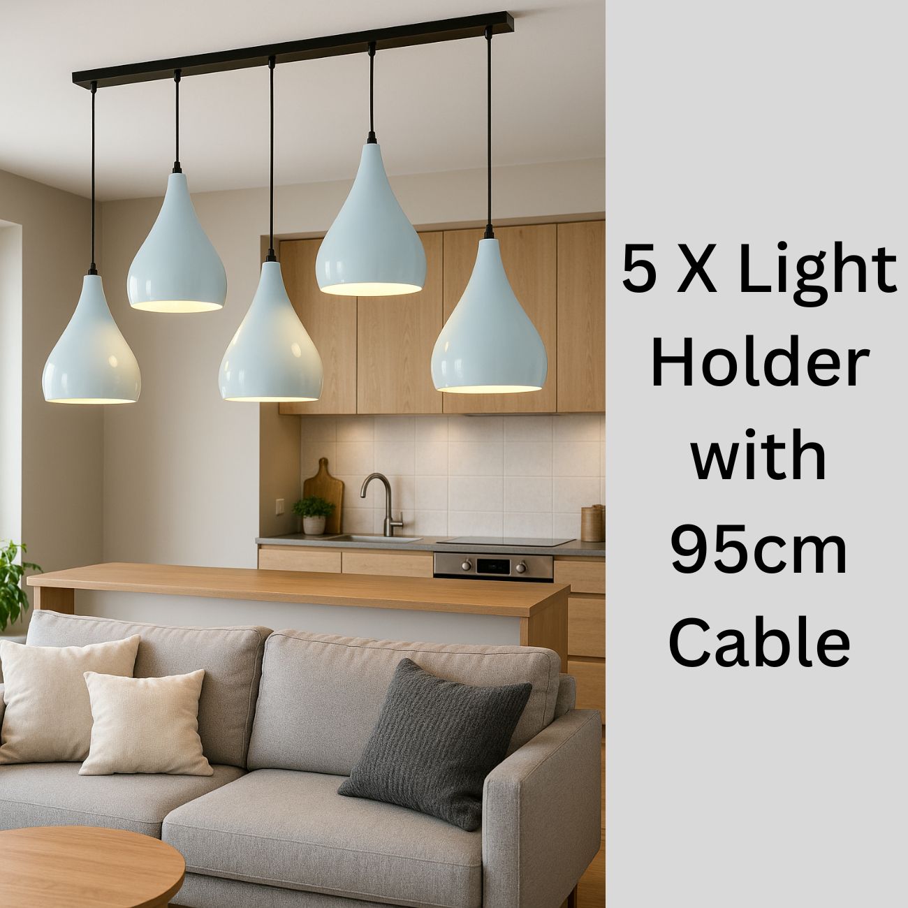 5x light holder with 95cm cable