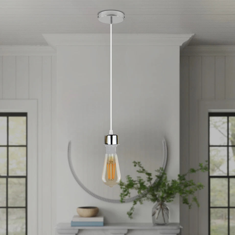 Industrial pendant light kit with E27 lamp holder for home interiors