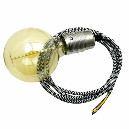 Black and white fabric cable light