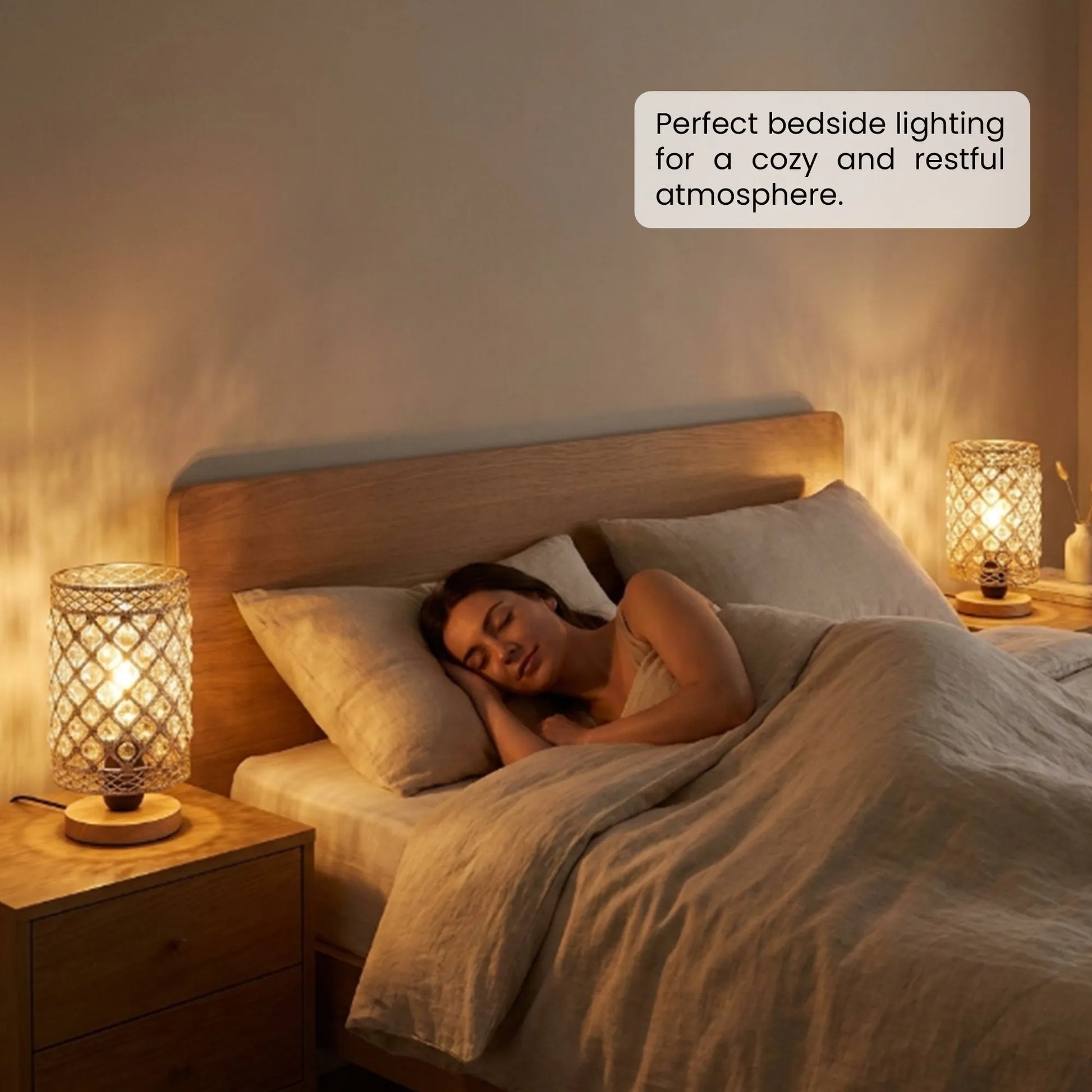 elegant crystal nightstand lamp