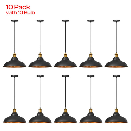 10 Pack Vintage Industrial Black Ceiling Pendant Light ~6937