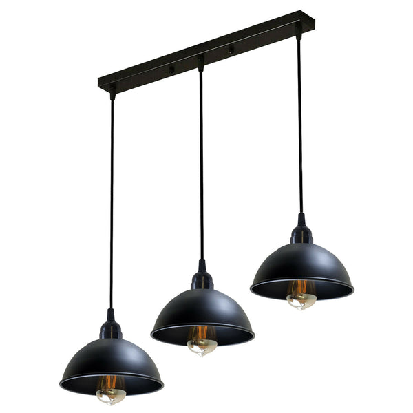Zwarte hanglamp met 3 lampen - Keukenverlichting boven de tafel ~5268 – Ja