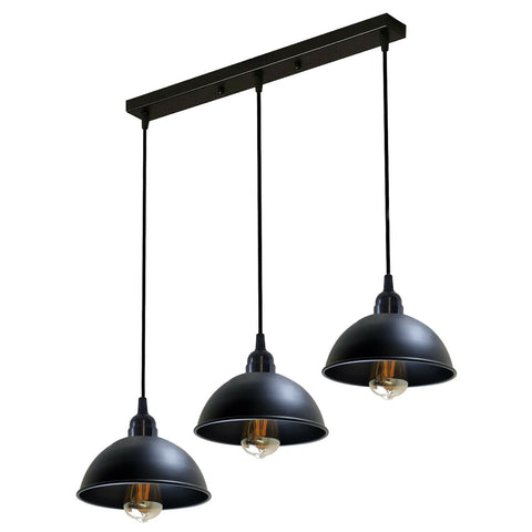 Zwarte hanglamp met 3 lampen - Keukenverlichting boven de tafel ~5268