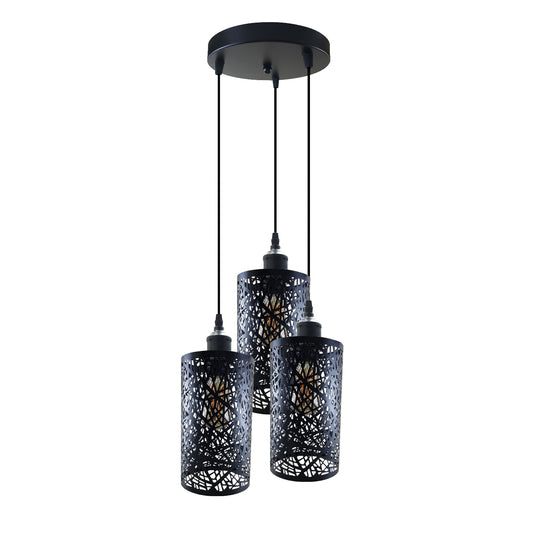 Hanglamp van messing met drie lampen~3987