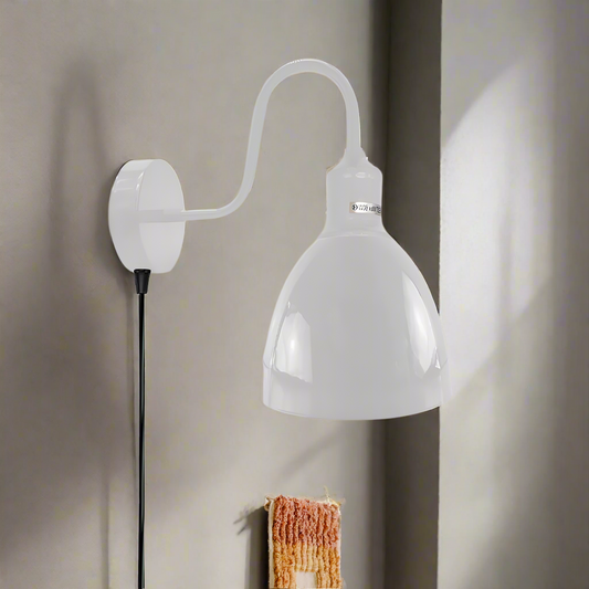  plug-in wall lamp with a white shade 