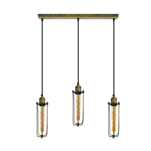 Cage hanglamp met lange buiscluster ~5144 – Ja / Geborsteld messing