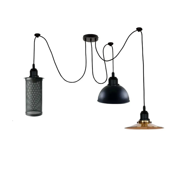 Vintage Retro Plafond Spider Hanglampen 2M ~1166  – 3 Uitlaat Type 3 / Met lampen