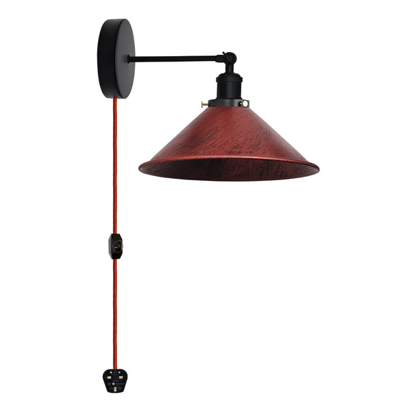 Vintage metalen retro moderne wandlamp met stekker ~ 5368 – Nee / Rustiek Rood