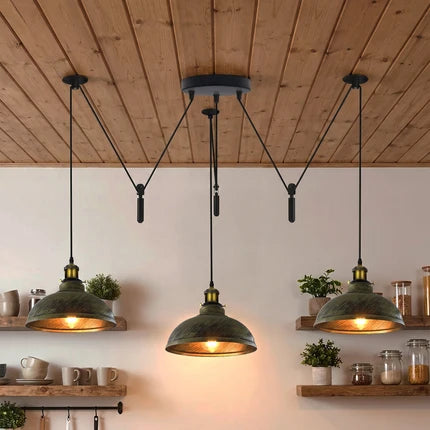 3 Drop Spider Pendant Light E27 Industrial Multi Cable LEDSone~6400 – Brushed brass