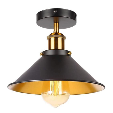 Zwarte en gouden plafondlamp met inbouwkap~2144