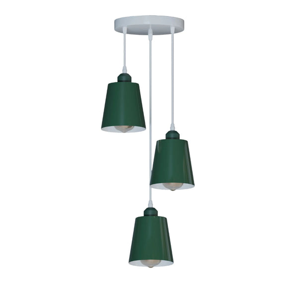 Ronde hanglamp met 3 koppen en verstelbare kabels – E27-compatibel ~5876 – Groente / Nee